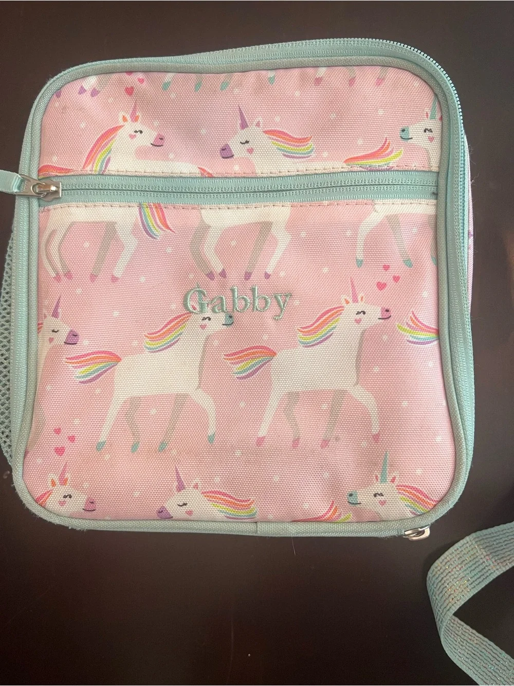 Pottery Barn Kids Pink Unicorn Backpack with Mint Trim